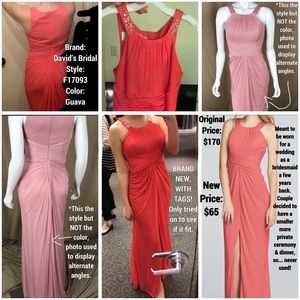 David’s Bridal Bridesmaid Dress NWT GUAVA F17093